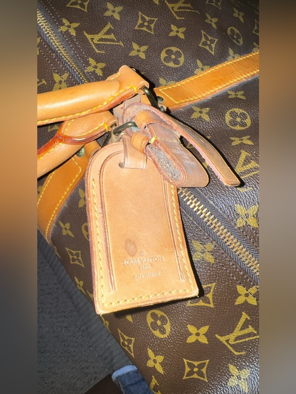 Louis Vuitton Monogram Canvas Travel Duffle with Tan Trim - Picture 8 of 9